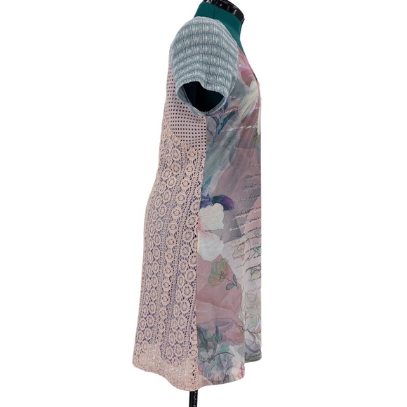 smash! Pink and Blue Mixed Patterns and Textures Short Sleeved Dress, XL - Picture 11 of 16